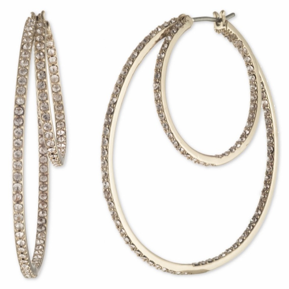Givenchy Pavé Double Hoop Earrings in gold